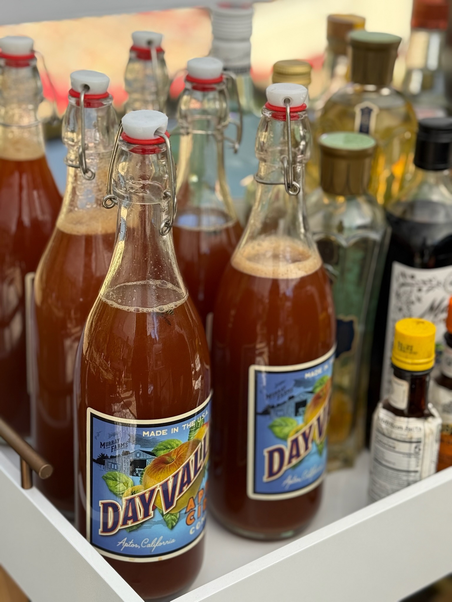 Bottles of freshly pressed cider